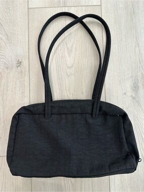 BAGGU Black Nylon Shoulder Bag Zip Top Tote Purse